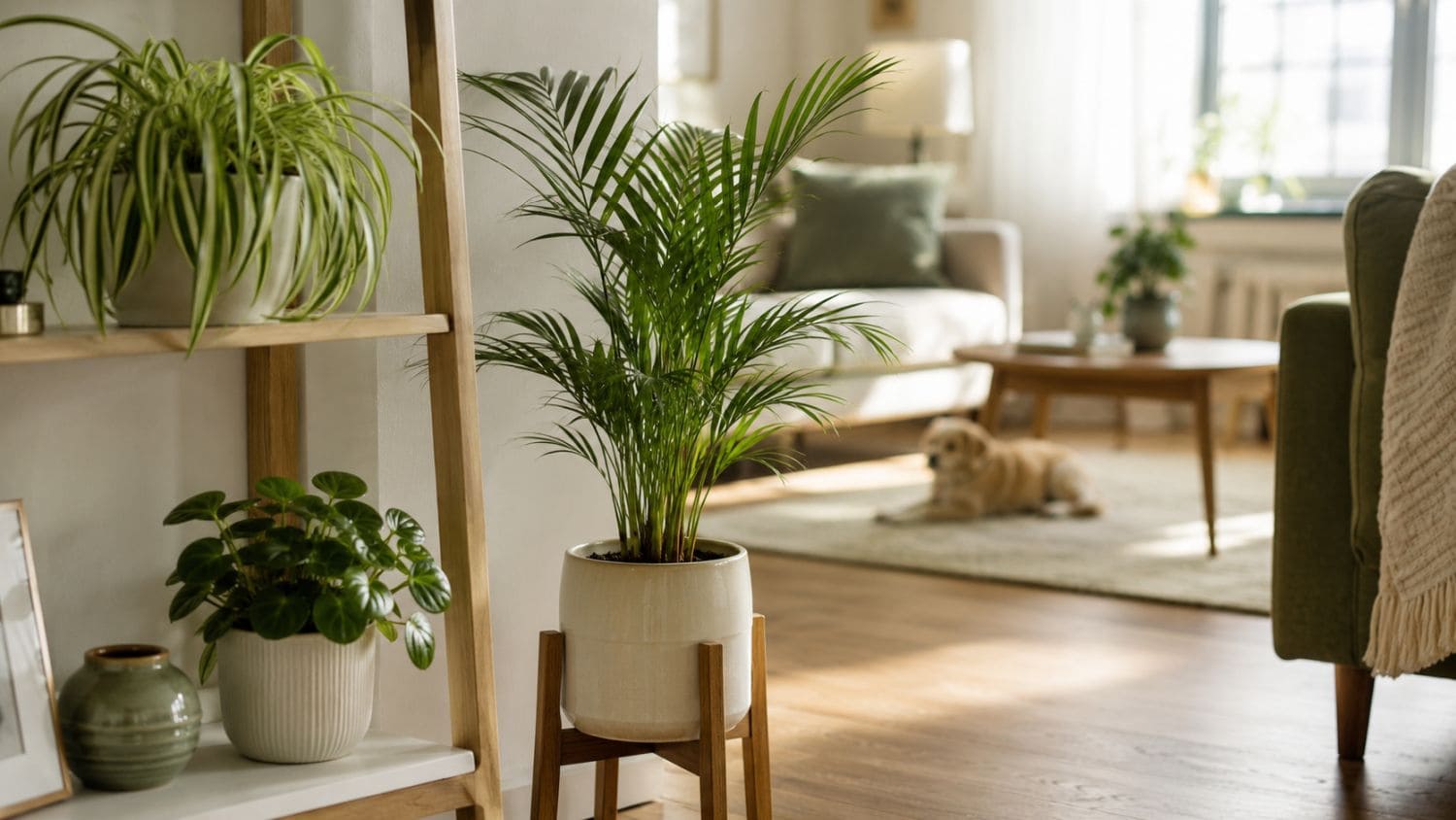 Kamerplanten veilig geplaatst in een huis met huisdieren