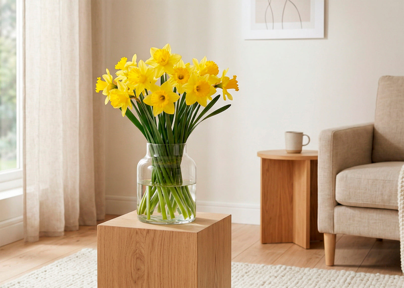 Narcisos de primavera con flores luminosas para el hogar o un regalo sencillo