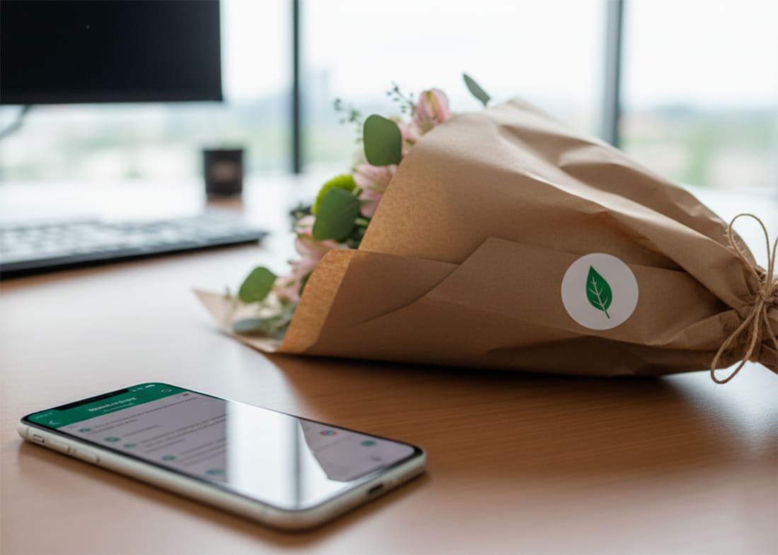 boeket en telefoon